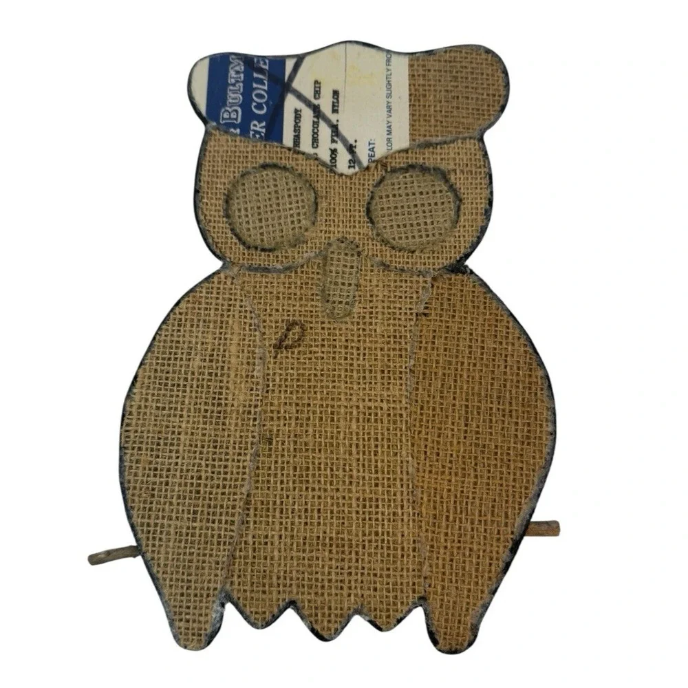 Owl Latch Hook Tapestry Yarn Rug Wall‎ Hanging Art Mid Century NO HANGER/HOOK